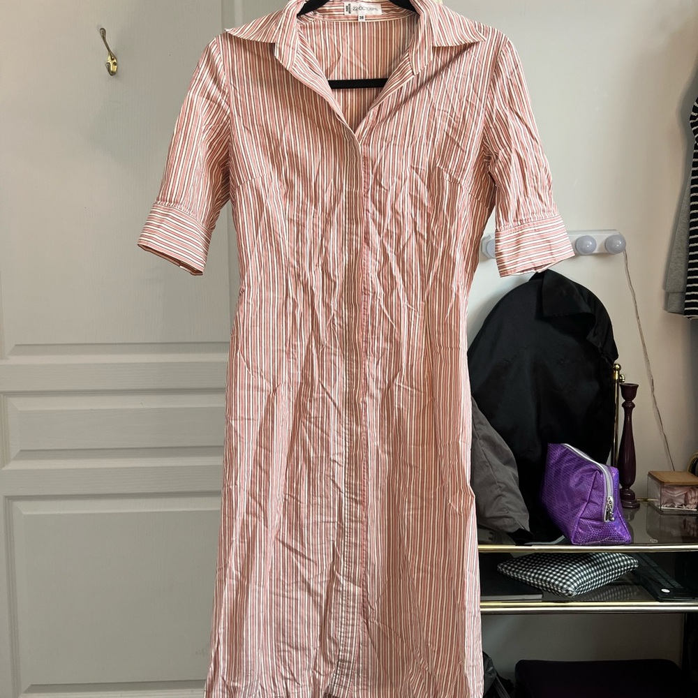 Stunning Striped Pink Button Up Dress